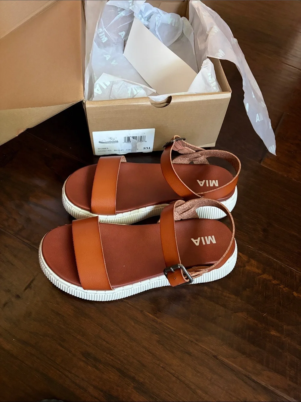 MIA Cognac Platform Sandals with White Sole